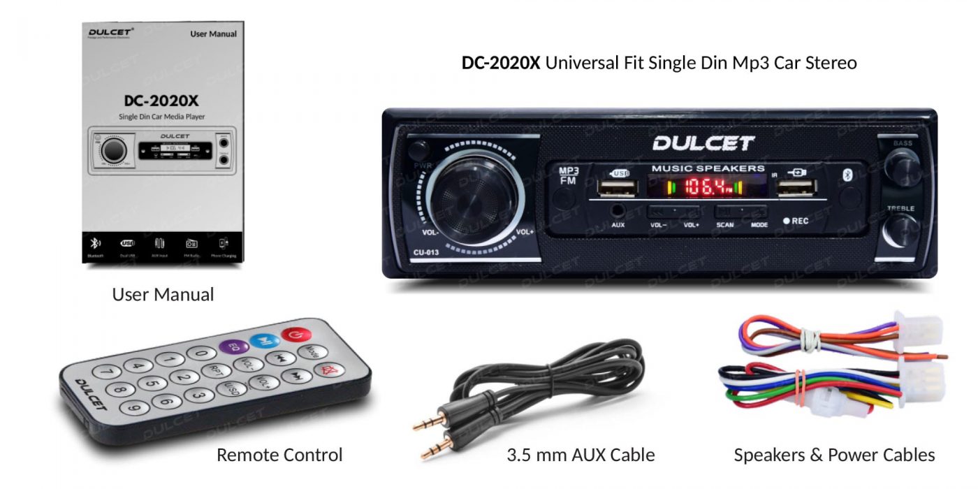 Dulcet DC-2020X Single Din Mp3 Car Stereo Box Content Image