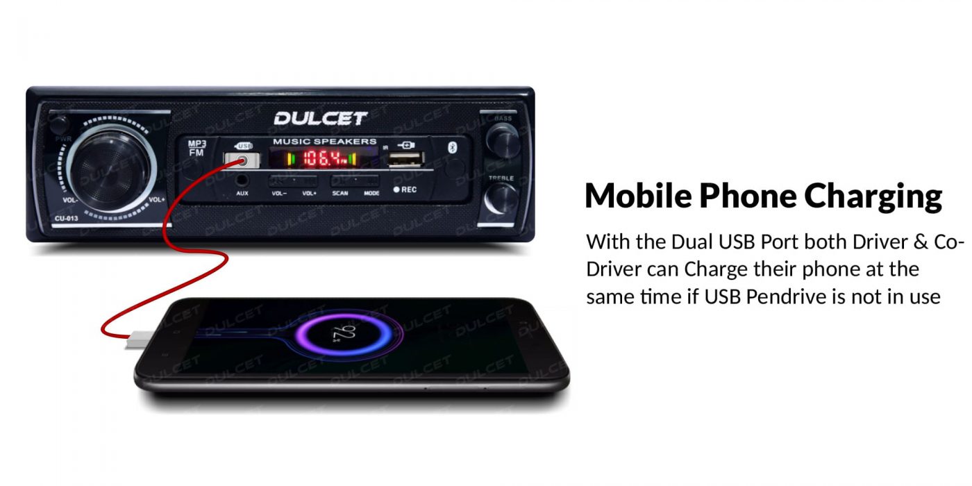 Dulcet DC-2020X Single Din Mp3 Car Stereo with Mobile Phone Charging Image