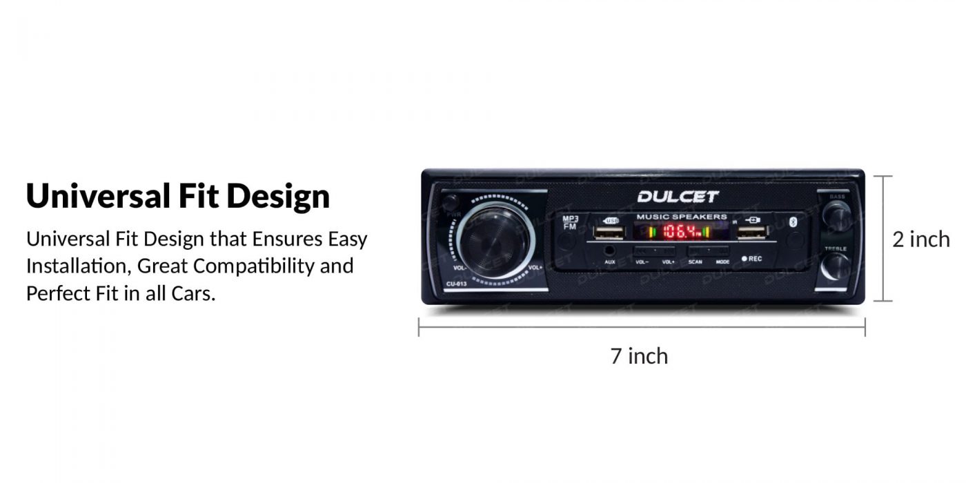 Dulcet DC-2020X Single Din Mp3 Car Stereo with Universal Fit Design Image