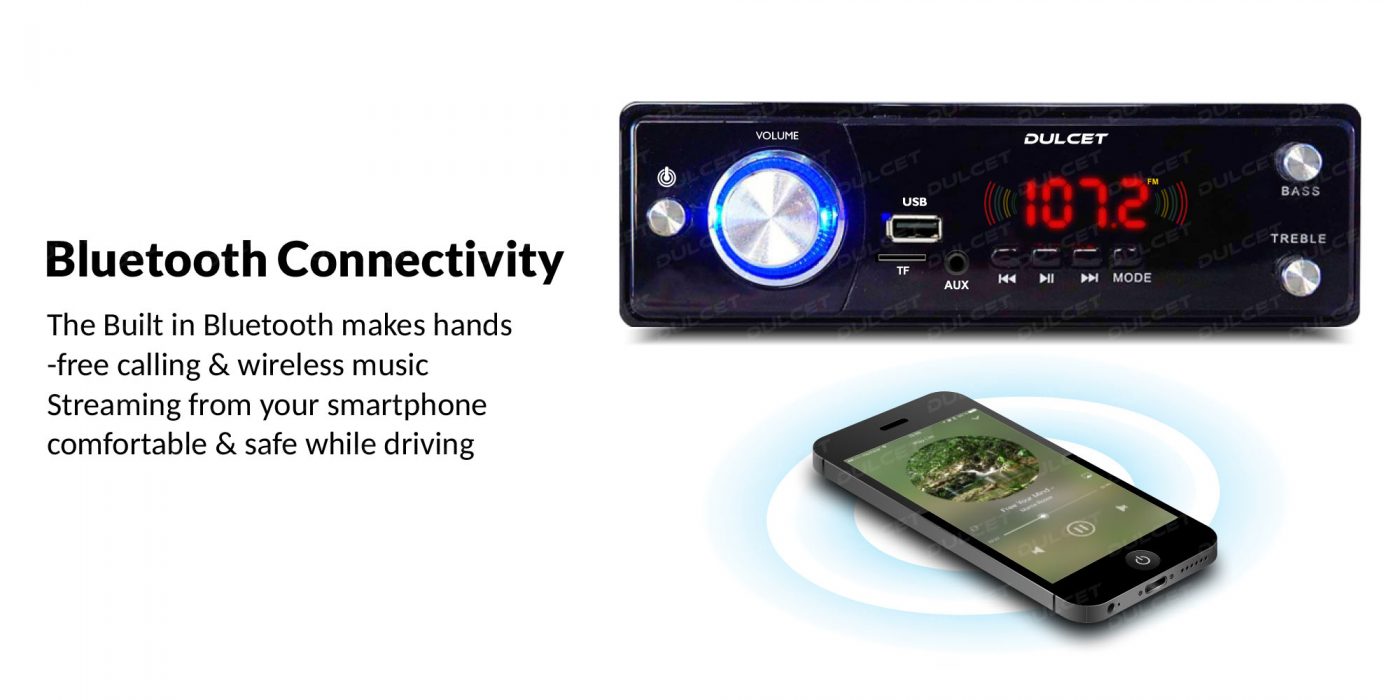 Dulcet DC-3030X Single Din Mp3 Car Stereo with Bluetooth Connectivity Image
