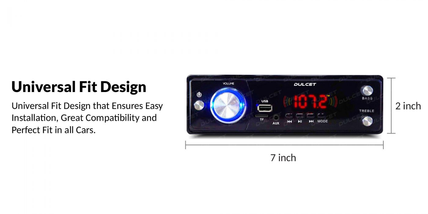 Dulcet DC-3030X Single Din Mp3 Car Stereo with Universal Fit Design Image