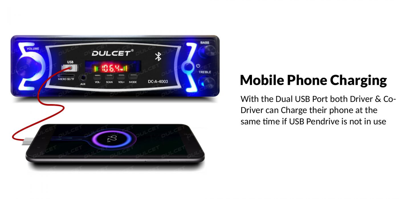 Dulcet DC-A-4003 Single Din Mp3 Car Stereo with Mobile Phone Charging Image