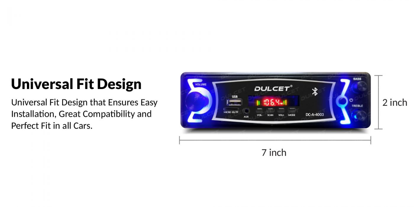 Dulcet DC-A-4003 Single Din Mp3 Car Stereo with Universal Fit Design Image