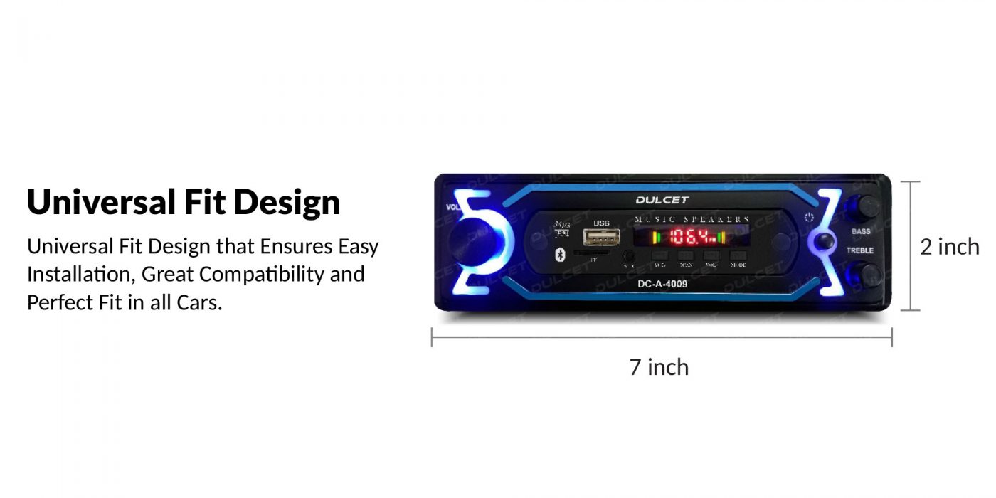 Dulcet DC-A-4009 Single Din Mp3 Car Stereo with Universal Fit Design Image