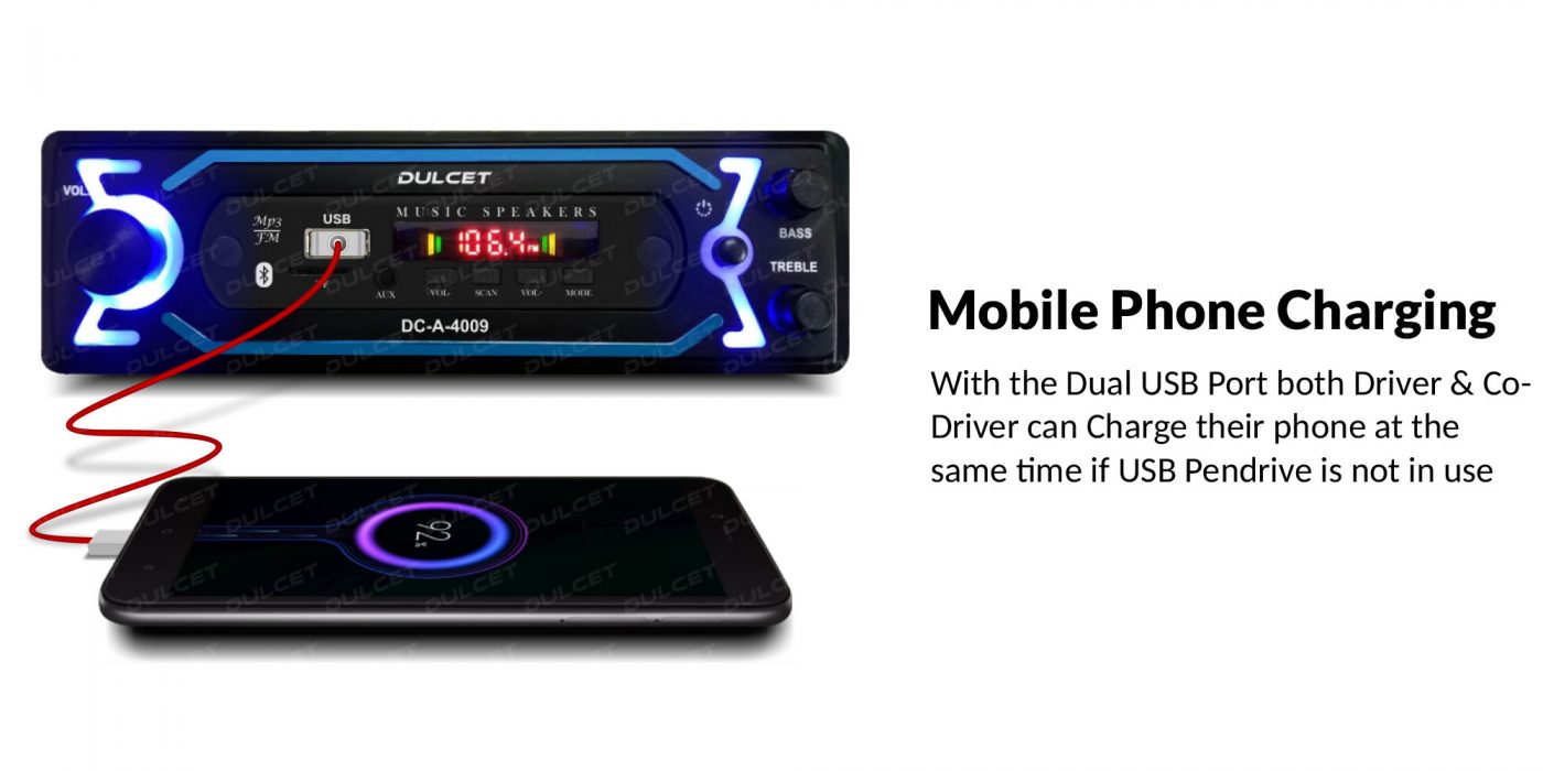 Dulcet DC-A-4009 Single Din Mp3 Car Stereo with Mobile Phone Charging Image