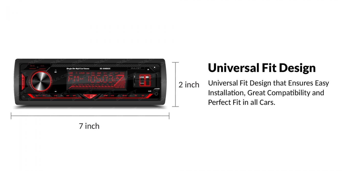 Dulcet DC-D9000X Single Din Mp3 Car Stereo with Universal Fit Design Image